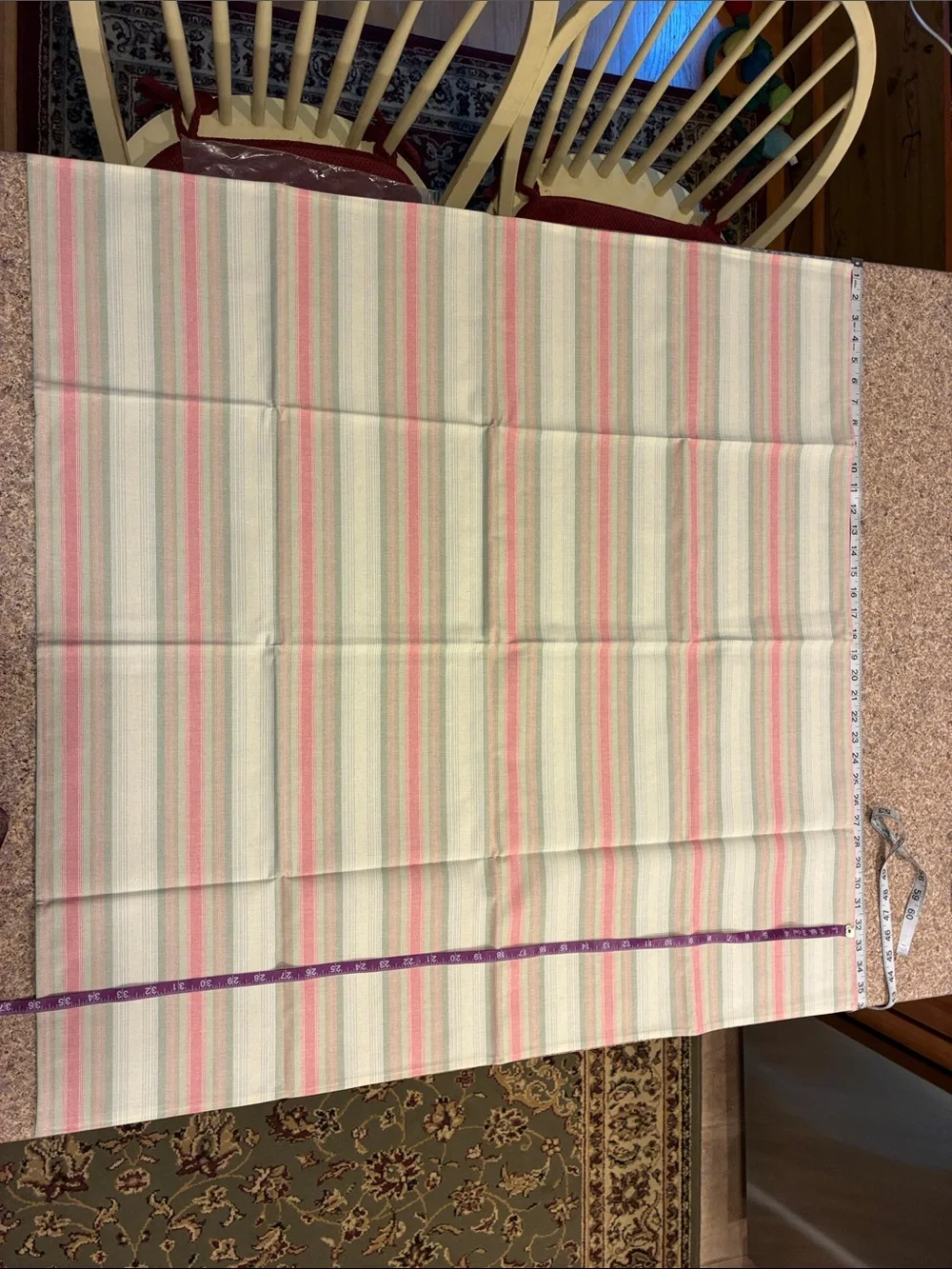 Longaberger 36” Cabana Stripe Fabric Square SMELLS MUSTY